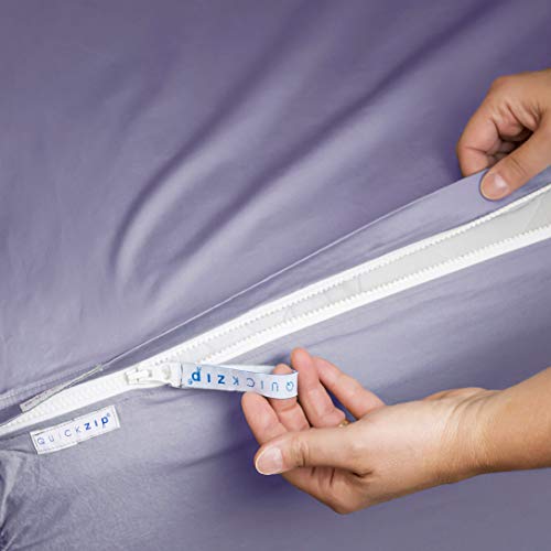 QuickZip Fitted Sheet - Includes 1 Fitted Sheet Base & 2 Zip-On Sheets - Easy to Change, Fold & Wash Full Sheet - Percale 200 TC Cotton Fitted Sheets – 11” Deep Pockets Full Size Sheets – Lavender