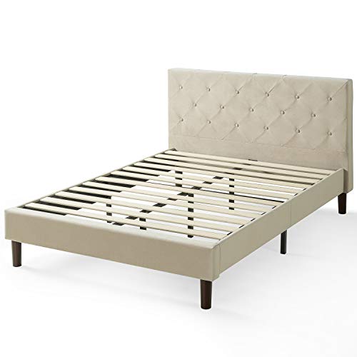 ZINUS Shalini Upholstered Platform Bed Frame / Mattress Foundation / Wood Slat Support / No Box Spring Needed / Easy Assembly, Beige, King