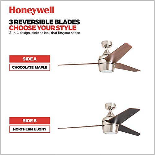 Honeywell Ceiling Fans 50604-01 Eamon Ceiling Fan, 52", Brushed Nickel