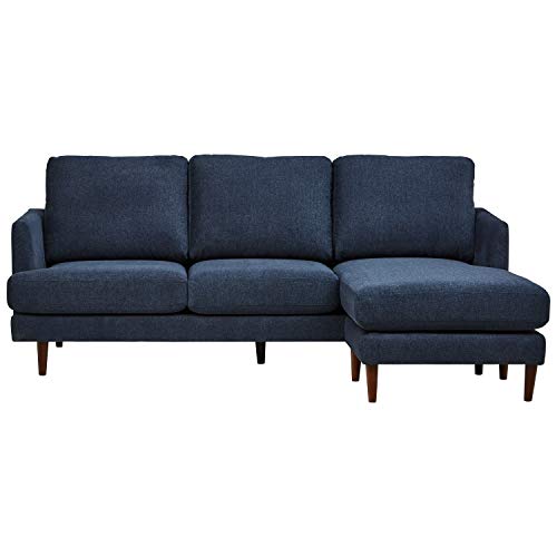 Rivet Goodwin Modern Sectional Sofa, 88.6"W, Navy Blue