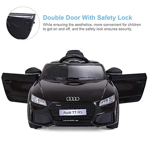 Costzon Kids Ride On Car, 12V Licensed Audi TT RS, Remote Control Manual Two Modes Operation, MP3 Lights (Deluxe Black)