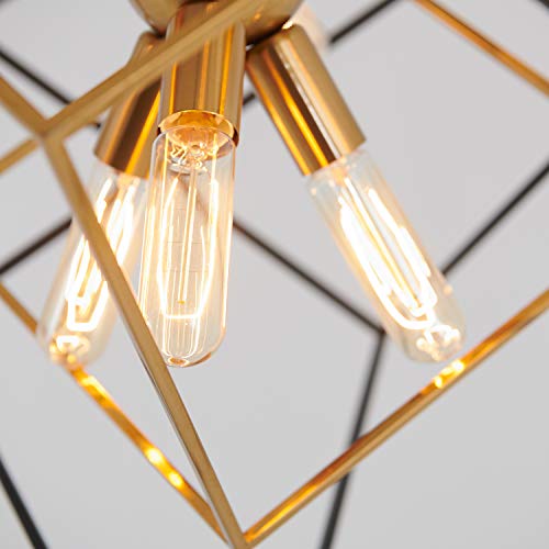 Artika Imperium Industrial Design 9-Light Chandelier 25W, Aged Brass Finish with Black Accents