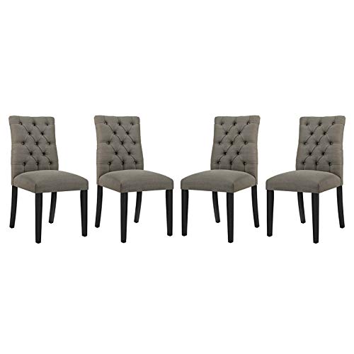 Modway Duchess Dining Chair Fabric Set of 4, Four, Granite