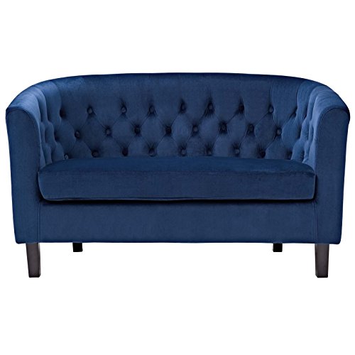 Modway Prospect Velvet Upholstered Contemporary Modern Loveseat In Navy