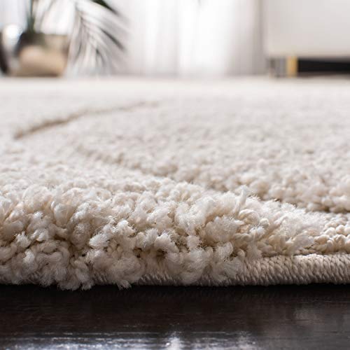 SAFAVIEH Florida Shag Collection SG471 Abstract Wave Non-Shedding Living Room Bedroom Dining Room Entryway Plush 1.2-inch Thick Area Rug, 6' x 9', Light Blue / Cream