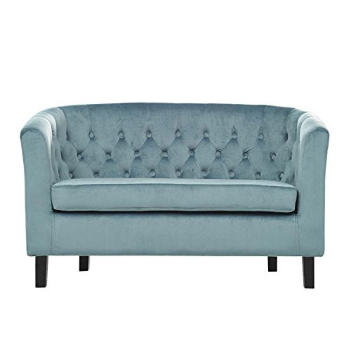 Modway Prospect Velvet Upholstered Contemporary Modern Loveseat In Sea Blue