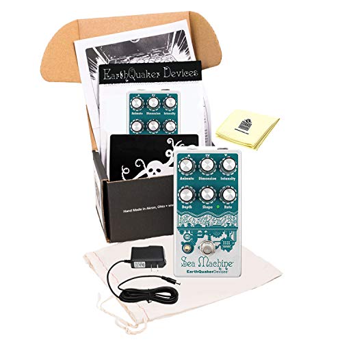 EarthQuaker Devices EQDSEA3 Sea Machine V3 Chorus Pedal with Power Supply and Guitar Polishing Cloth