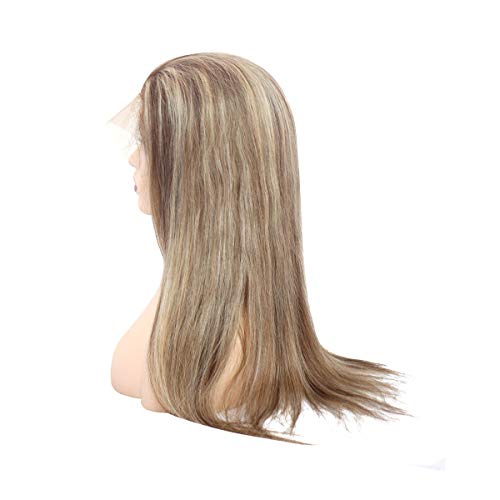 Lace Front Wig 20 Inch #6 Ash Brown Highlighted with Colored #613 Blonde Real Human Hair Wigs Pre Plucked Silky Straight Lace Frontal Wig