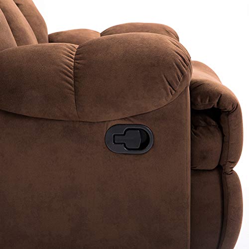 Bonzy Home Overstuffed Fabric Recliner Chair Heavy Duty Manual Recliner Home Theater Seating  Dark Brown
