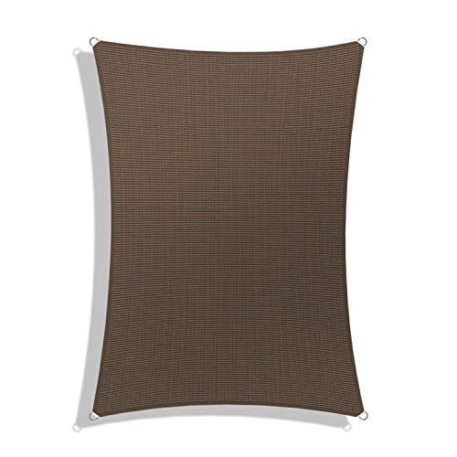 Windscreen4less Sun Shade Sail Brown 9' x 16' Rectangle Patio Permeable Fabric UV Block Perfect for Outdoor Patio Backyard - Customize