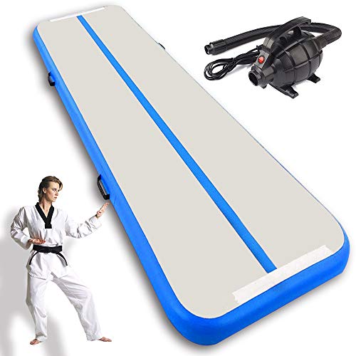 CLEAN ELF Air Track Inflatable Tumbling Mats for Gymnastics mat Gym, Yoga, Martial Arts, Training, Outdoor Activities Blue andWhite