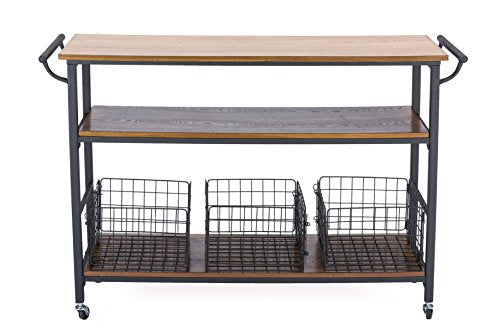 Baxton Studio Lancashire Wood and Metal Kitchen Cart, Brown