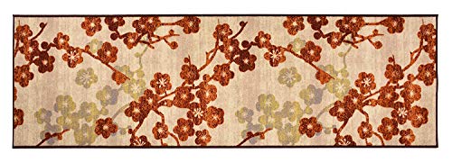 RugStylesOnline Custom Size Runner Flower Blossom Scroll Floral Design Roll Runner 26 Inch Wide x Your Length Size Choice Slip Skid Resistant Rubber Back (Cream Multi Color, 42 ft x 26 in)