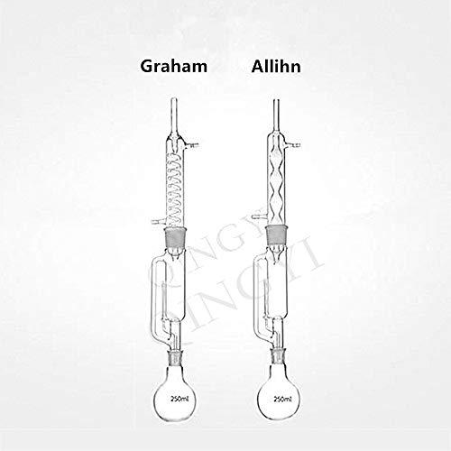 10Pcs Laboratory Soxhlet Extractor 250-1000ml Glass Serpentine Fat Extractor with Electric Heating Mantle Graham Condenser Glass Extraction Device Glassware Distilling Apparatus (500ml)