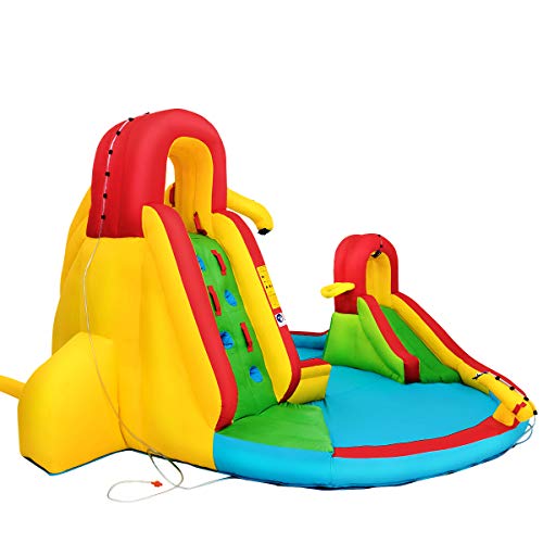 Costzon Inflatable Bounce House, 7in1 Mighty Pool Slide  with 480W Air Blower