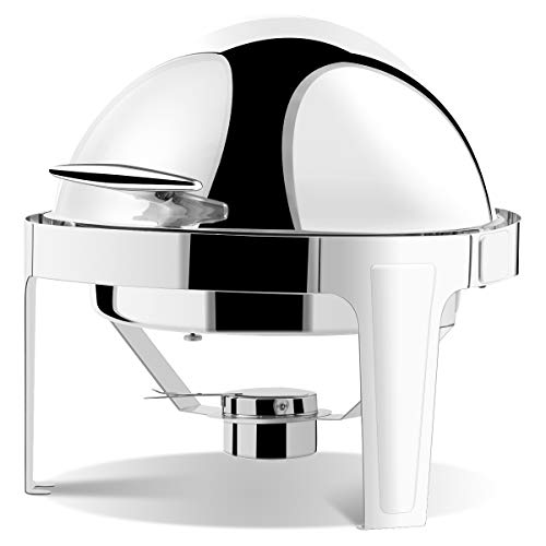2 Packs 6 Quart Chafing Dish 180 Degree Roll Top Chafer Dishes Buffet Set for Heat Preservation Stainless Steel Round Chafing