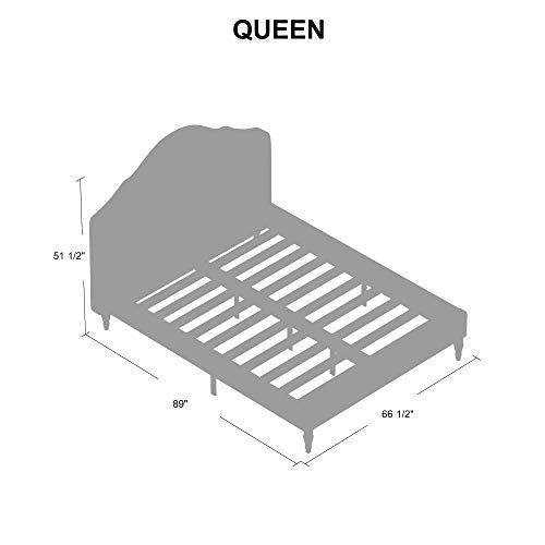 Classic Brands Winterhaven Upholstered Platform Bed | Headboard and Metal Frame with Wood Slat Support, Queen, Linen