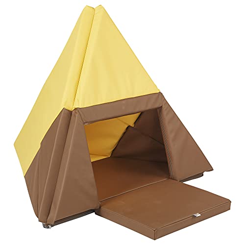 ECR4Kids Tent Canoe and Tumbler Too - Unique Transforming Activity Play Mat for Toddlers and Kids, Chocolate/Yellow