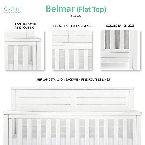 Evolur Belmar Flat 5 in 1 Convertible Crib, Weathered White