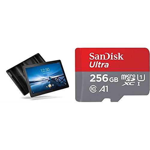 Lenovo Smart Tab P10 10.1" Android Tablet 64GB with SanDisk 256GB Ultra MicroSDXC UHS-I Memory Card with Adapter - 100MB/s, C10, U1, Full HD, A1, Micro SD Card - SDSQUAR-256G-GN6MA Bundle