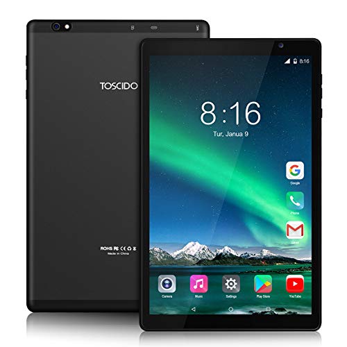10 Inch Tablet 5G WiFi -TOSCIDO Android 10.0,1920x1200 HD IPS,Octa-Core,3GB RAM,64GB ROM,13M & 5M Camera,Bluetooth 5.0,GPS, Metal Body,6000 MAh Long Standby,Type-C -Black