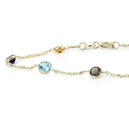 14k Yellow Gold Handmade Station Bracelet With Round 4mm Gemstones