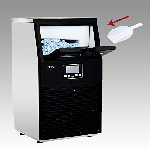 KUPPET Commercial Ice Machine, Freestanding Automatic Portable Ice Cube Machine, for Restaurants/Bars/Homes/Offices, 88 LBS/24H, Stainless Steel