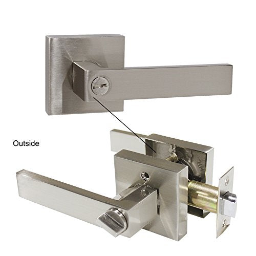 10 Pack Probrico Square Door Lever Privacy Door Lock Handleset Keyless Lockset Door Knobs Storage Room Bathroom Set No Key in Satin Nickel