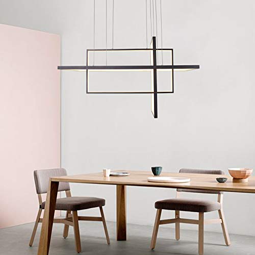 Leniure Black Square Cube LED Light Pendant Lamp Chandelier Lighting Fixture 34" Wide 16" Deep 20" High, Warm White 3000K