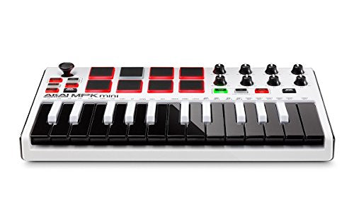 Akai Professional MPK Mini MKII White | 25-Key Ultra-Portable USB MIDI Drum Pad, VIP Software Download Included - Limited Edition