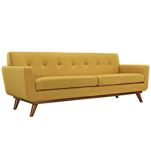 Modway Engage Mid-Century Modern Upholstered Fabric Sofa In Citrus