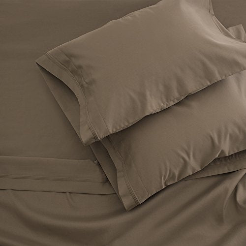 1000 Thread Count Bed Sheet Sets Luxurious 100% Egyptian Cotton Deep Pocket Sheets Queen Size Taupe