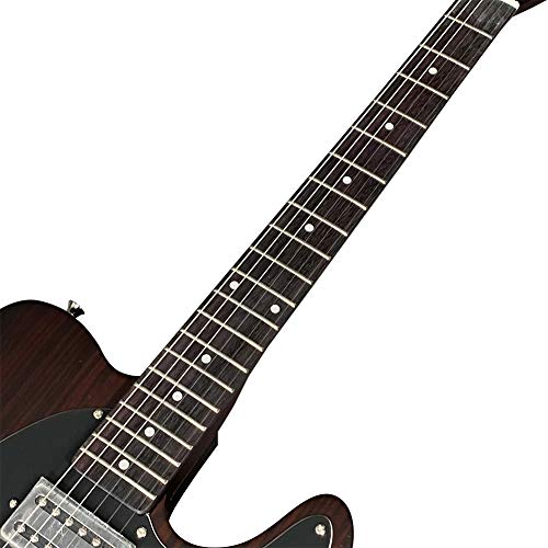 ZUWEI Solid Body Electric Guitar 6 Strings - Basswood Body with Rosewood Top Veneer, Canada Maple Neck, with Gig Bag and Cable (Fixed Bridge)