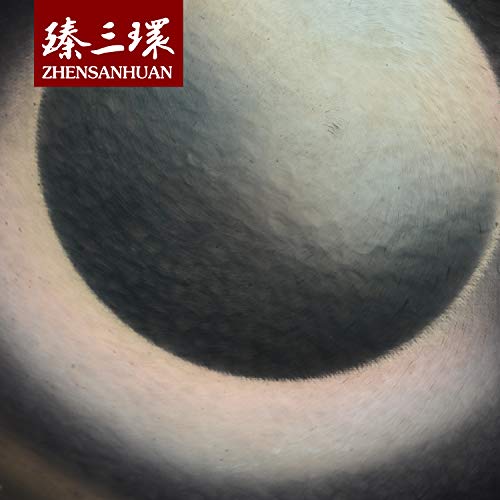 ZhenSanHuan HandHammered Iron Wok Flat Bottom Induction Suitable (32cm 2 handles)