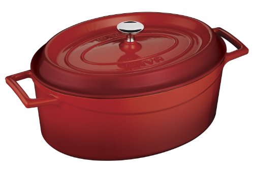 Lava Signature Enameled Cast-Iron Oval Dutch Oven - 4-1/4 Quart, Cayenne Red