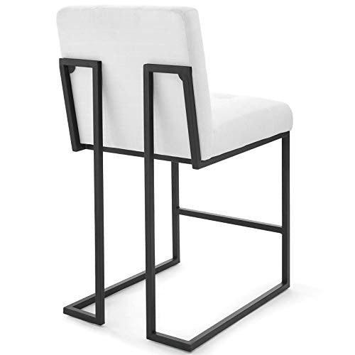 Modway Privy Stainless Steel Upholstered Fabric Counter Stool Set of 2, Black White