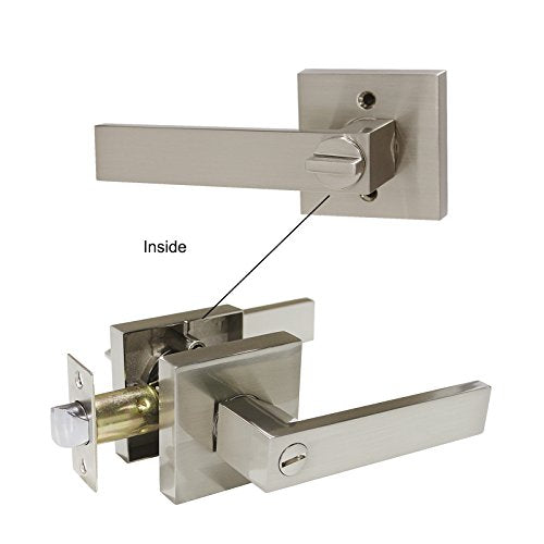 10 Pack Probrico Square Door Lever Privacy Door Lock Handleset Keyless Lockset Door Knobs Storage Room Bathroom Set No Key in Satin Nickel