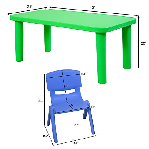 Costzon Kids Table & Chair, Plastic Learn & Play Activity Set(Table & 4 Colorful Stackable Chairs)