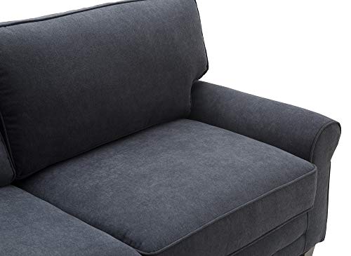 Serta Copenhagen Sofa Couch for Two People, Pillowed Back Cushions and Rounded Arms, Durable Modern Upholstered Fabric, 61" Loveseat, Charcoal