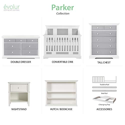 Evolur Parker Double Dresser, White/Dove Grey