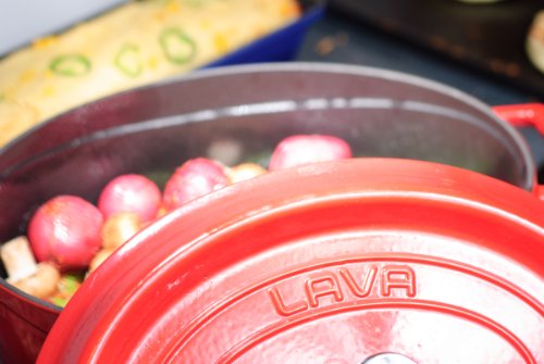 Lava Signature Enameled Cast-Iron Oval Dutch Oven - 4-1/4 Quart, Cayenne Red