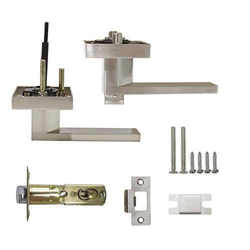 10 Pack Probrico Square Door Lever Privacy Door Lock Handleset Keyless Lockset Door Knobs Storage Room Bathroom Set No Key in Satin Nickel