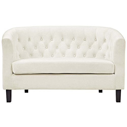 Modway Prospect Velvet Upholstered Contemporary Modern Loveseat In Ivory