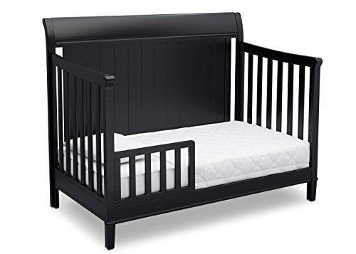 Delta Children New Haven 4-in-1 Convertible Crib, Charcoal Grey with Twinkle Stars Crib & Toddler Mattress