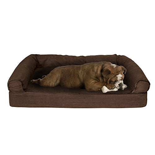 PETMAKER Orthopedic Pet Sofa Bed with Memory Foam and Foam Stuffed Bolsters 35.5x24x8 Brown