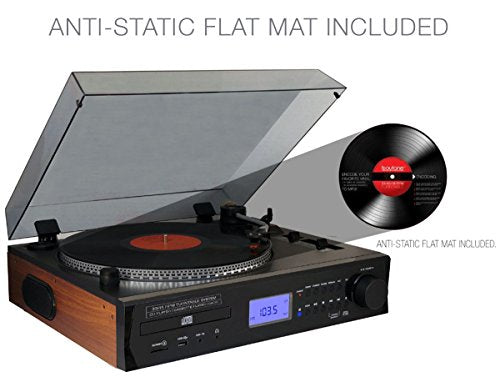 Boytone Bundle Set Fully Automatic Bluetooth Turntable + 2.1 Multimedia Speaker, S-Shaped Tone Arm, Adjustable Counterweight & Pitch Control
