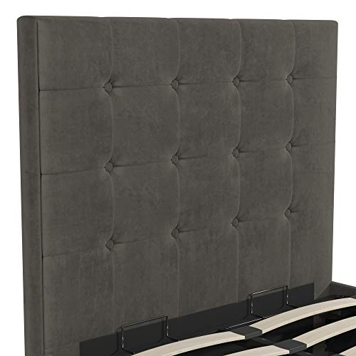 DHP Cambridge Bed with Storage, Twin Size, Gray Velvet Upholstered