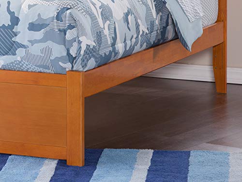 Atlantic Furniture Concord Platform Flat Panel Foot Board and Twin Size Urban Trundle Bed, Caramel