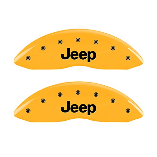 MGP Caliper Covers 42017SJEPYL Caliper Cover, Set of 4 (Yellow Engraved Front and Rear: Jeep Powder Coat Finish Black Characters)