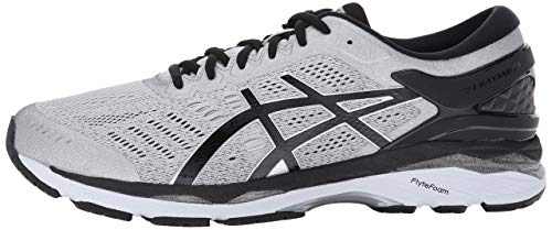 ASICS Men's Gel-Kayano 24 Running Shoe, Silver/Black/Mid Grey, 13 2E US